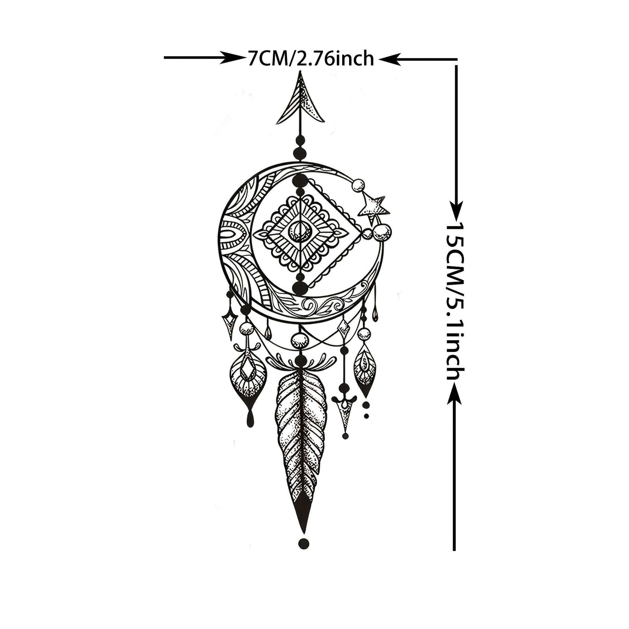 Geometric Crescent Feather Temporary Tattoo Sticker